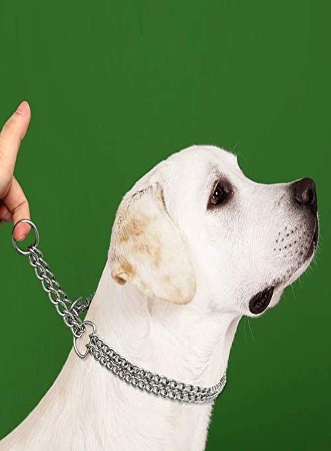 Pups&Pets طوق سلسلة خانقة فاخر للحيوانات الأليفة من Pups&Pets، طوق مارتينجال للكلاب مصقول - 24 بوصة للكلاب الكبيرة (لون فضي، سلسلة خانقة من طبقتين) - Image 1